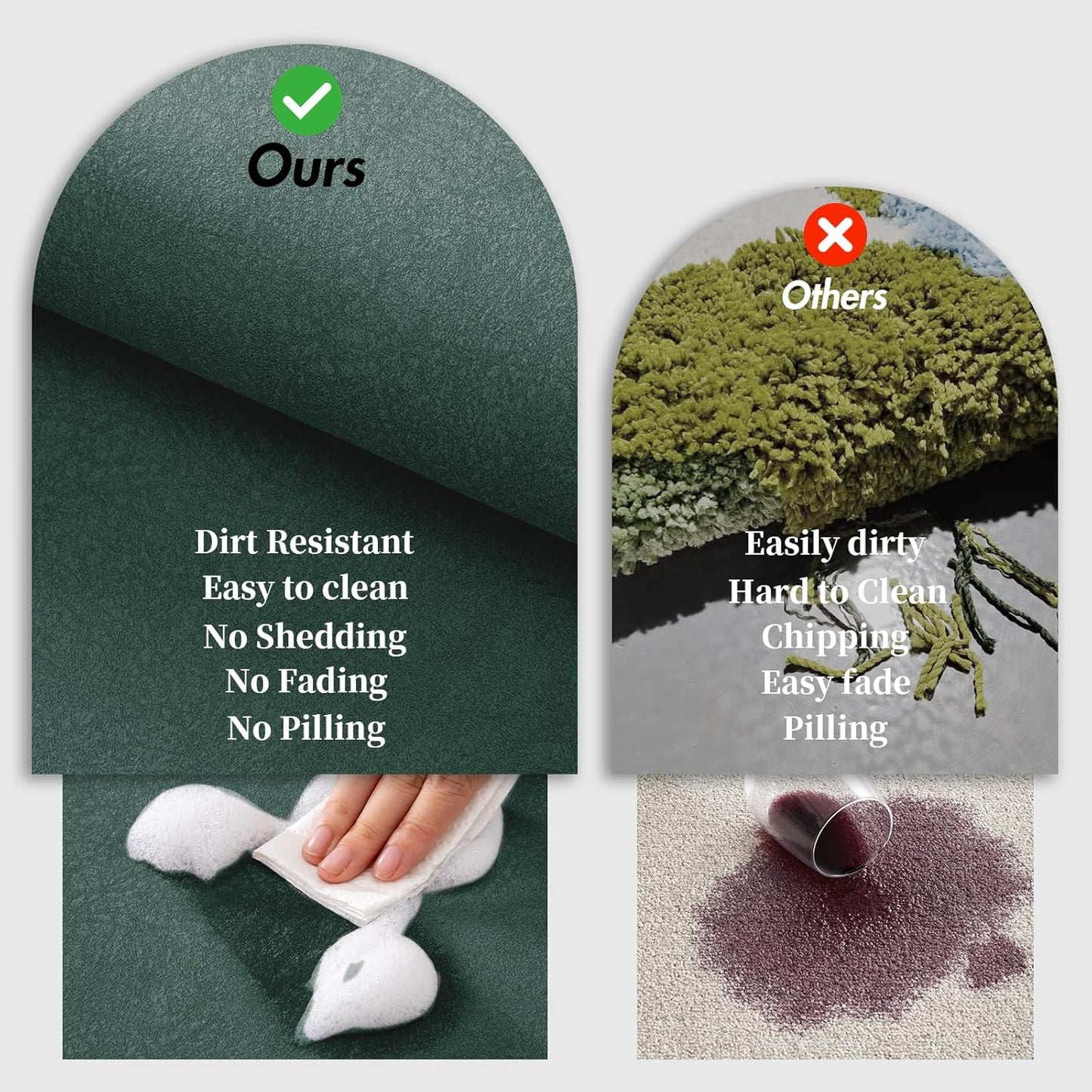 Bath Mat Rugs - Bath Mats for Bathroom Non Slip Absorbent Quick Dry Rubber Backed Thin Bath Rug - Bathroom Floor Mat Bathmat Stain Resistant Easy Care, Machine Washable 17"x27.5", Dark Green