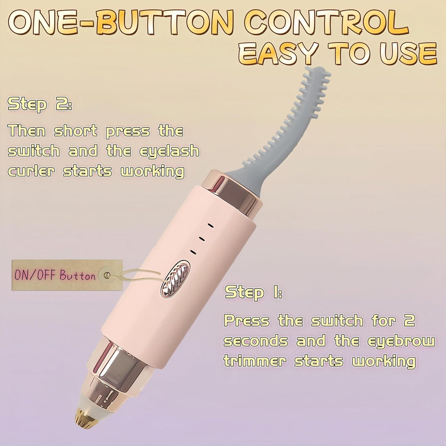 2025 Upgraded Heated Eyelash Curler - 2-in-1 USB Rechargeable Electric Eyelash Curler & Eyebrow Trimmer, Fast Heating in 6s, Anti-Burn Design, 24H Long-Lasting Effect, Gift for Women (Pink)