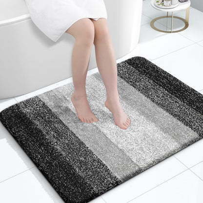 OLANLY Bathroom Rugs Mat 40x32, Extra Soft Absorbent Microfiber Bath Rugs, Rubber Backing, Quick Dry, Machine Washable Bath Mats for Bathroom Floor, Tub and Shower, Home Decor Accessories, Black