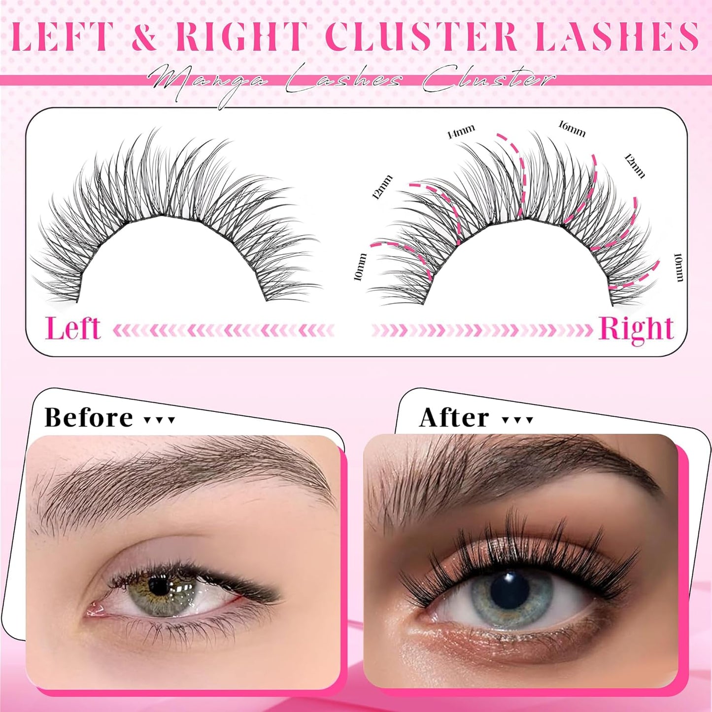 Natural Lash Clusters Wispy DIY Eyelash Clusters 120 pcs Cluster Lash Extensions C Curl Individual Lashes 10-16mm Mix Length Natural Look Lashes Clusters