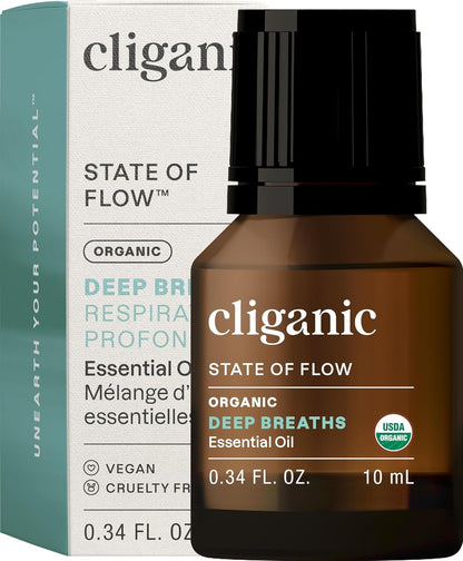 Cliganic Organic Essential Oils Blend - Deep Breaths - State of Flow (Packaging May Vary)