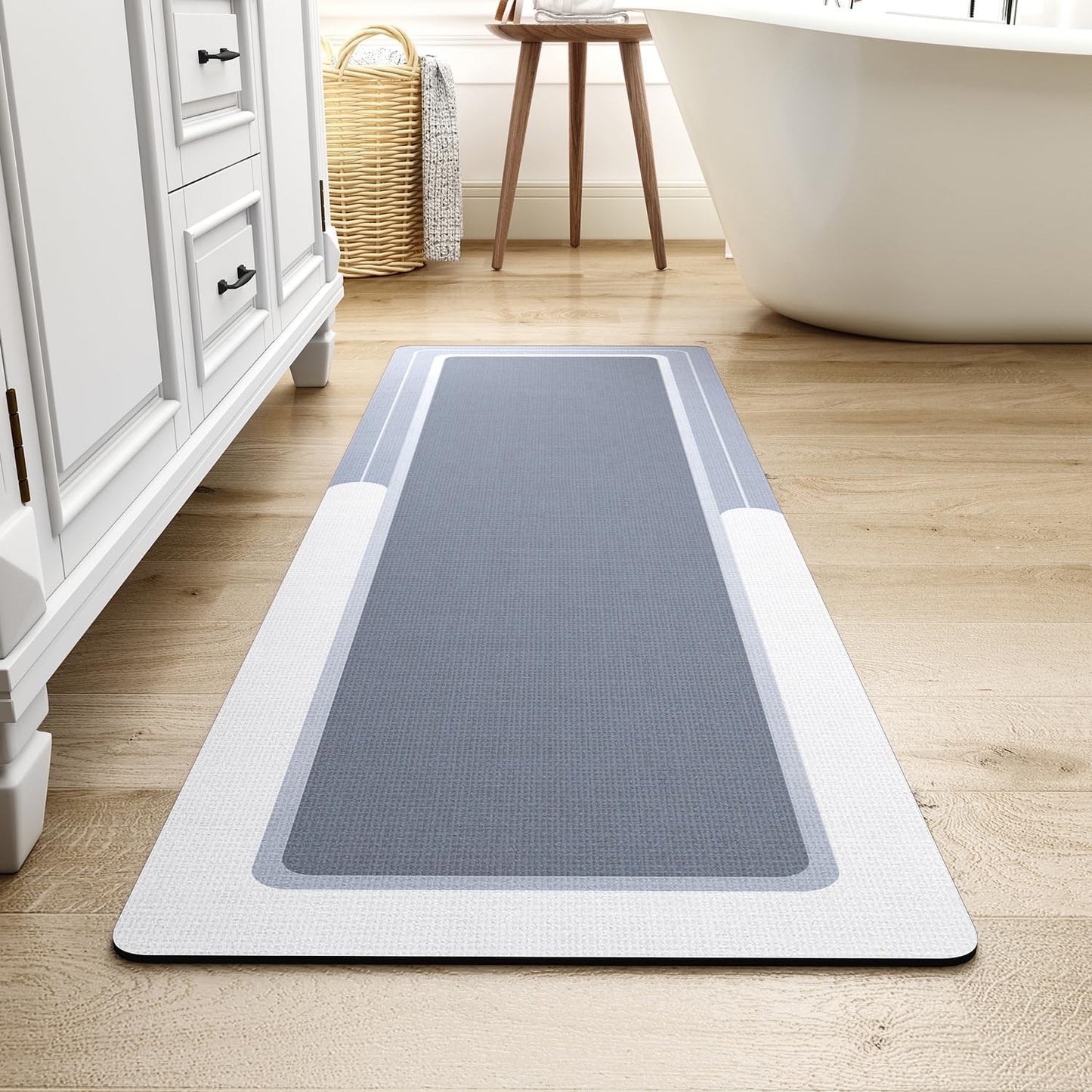MontVoo-Bath Mat Rug Long Non Slip Super Absorbent Bathroom Runner Stain Resistant Quick Dry Thin Bathroom Mat Fit Under Door-24"x70",Blue