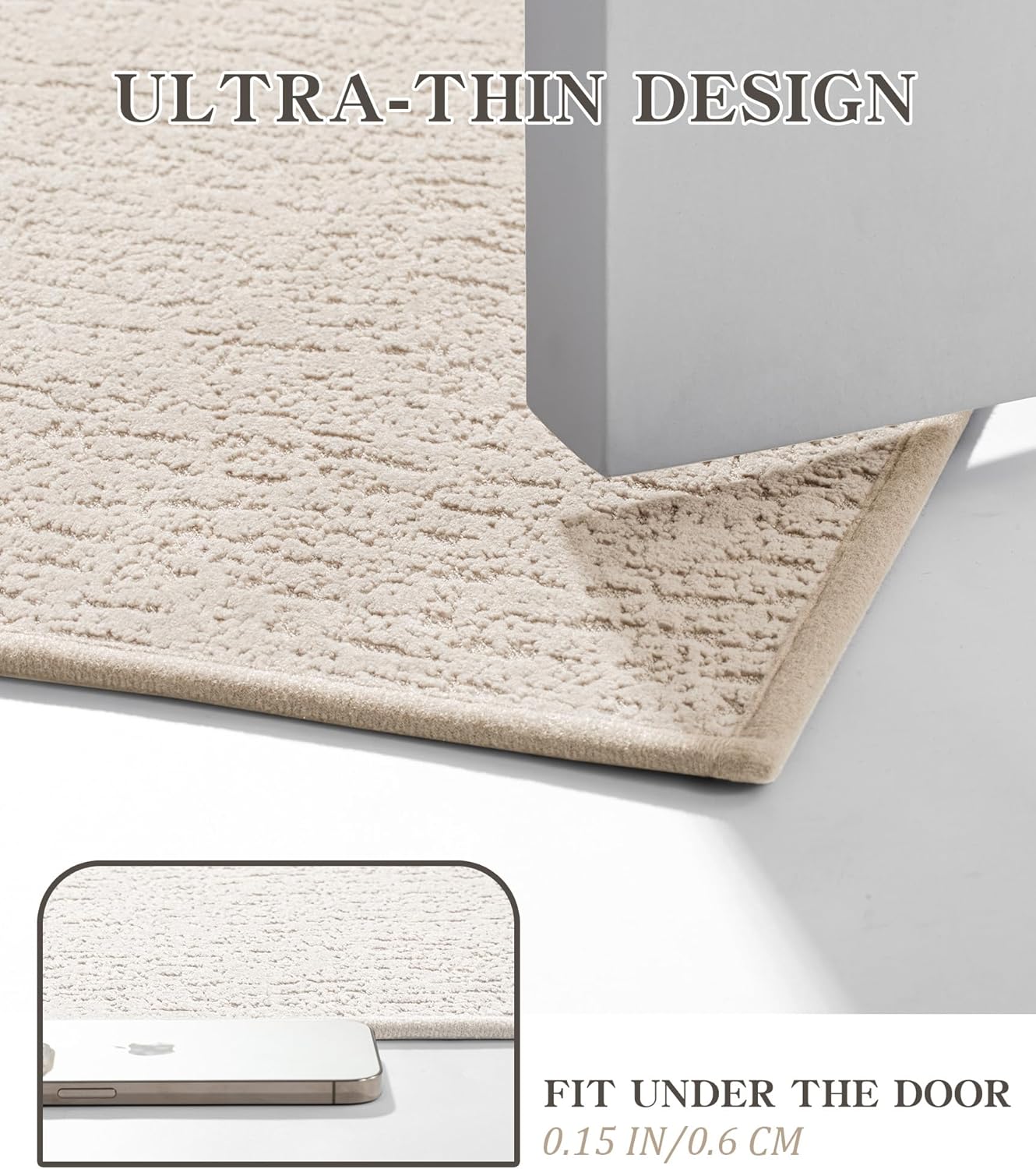 chakme Bathroom Rug Sets 5 Piece, Ultra Thin Bath Mat Quick Dry Bath Mat, Absorbent Bath Mats for Bathroom Non Slip Machine Washable, (Light Beige)