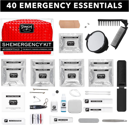 Pinch Provisions Shemergency Kit for Her, 40 Emergency Essential Items, Compact, Multi-Functional Pouch, Gift for Women, Birthday, Bachelorette Parties, and More!
