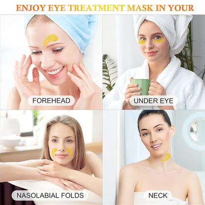 REWLKP 24k Gold Eye Collagen Patches - Puffy Eyes & Dark Circles Treatments,Reduce Under Eye Bags and Smooth Wrinkles,Eye Skin Care Pads With Collagen