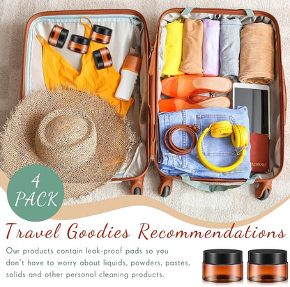 SATINIOR 36 Pieces 1 oz Plastic Jars with Lids Wide Mouth Airtight Reusable Container Acrylic Cosmetic Small Jars for Lotions Ointments Travel Toiletries Creams Make up Storage(Amber)