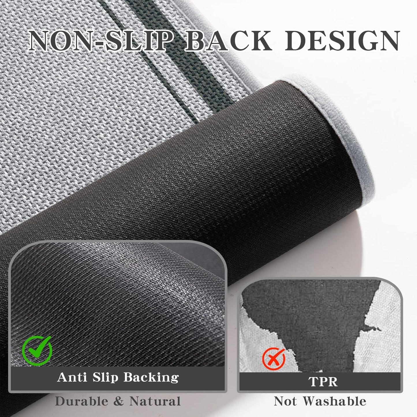 chakme Bathroom Rugs Mat 32x17, Ultra Thin Non Slip Bath Mat Quick Dry Absorbent Bath Mat for Bathroom, (Light Grey, 32"x17")