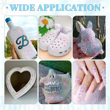 6000Pcs Resin Rhinestones for Bedazzling with 3Pcs B7000 Jewelry Glue, 1 Box Transparent AB Flatback Rhinestones for Crafting Crafts DIY, Crystals Gems for Clothing Shoes Tumblers Nail Art Makeup