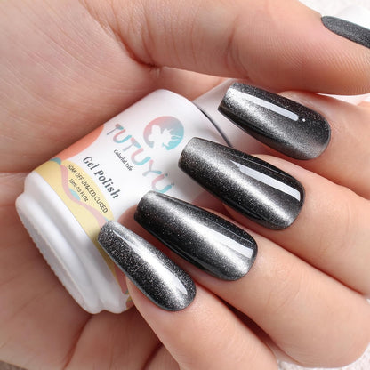 Crystal Cat Eye Gel Nail Polish,15ml Holographic Galaxy Gel Polish Soak Off UV LED Nail Lamp Magnetic Silver Shimmer Velvet Gel Nail Polish for Manicure Salon DIY Home - GP0082