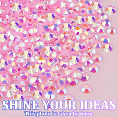 25000Pcs Resin Jelly Rhinestones for Crafting, Light Pink AB 2-6mm Mixed Sizes Non Hotfix Flatback Gems, Bedazzling Crystal for DIY Crafts Clothing Tumblers Mugs Shoes Fabric Nail Art
