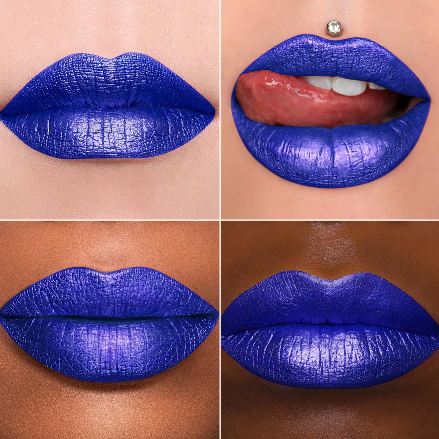 MAKI YIKA Blue Lipstick for Women Metallic Lipsticks Glitter Long Lasting Lipstick No Smudge No Transfer Liquid Pink Lip Gloss (BR015 Blue Storm)