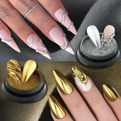 24 Colors Chrome Nail Powder Set Metallic Mirror Effect Gold Silver Pink Chrome Nail Powder White Pearl Iridescent Multi Chrome Powder for Nails Chameleon Rubbing Pigment Manicure Supplies