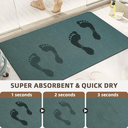 Diatomaceous earth bath mat Bathroom Rugs Sets 3 Piece Super Absorbent Quick Dry Bath Mats, Rubber Non Slip Shower Mat and Toilet Mat U Shape, Shower Rug for in Front of Bathtub Shower, Green