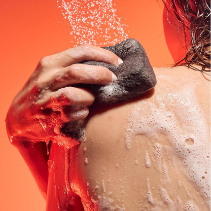 AKT The Konjac Sponge, Plant-Based Shower Sponge with Activated Charcoal, Exfoliating Body Sponge for Sensitive Skin, Natural, Shower Scrubber, Compostable Bath Essential