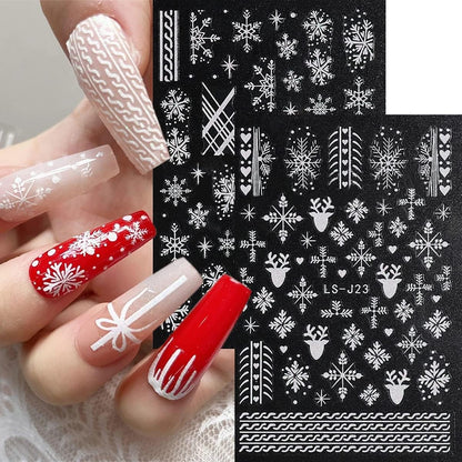 6 Sheets Glitter Silver Snowflake Nail Art Stickers 3D Christmas Nail Decals Self Adhesive Xmas Winter Nail Design Holiday Reindeer Snowflakes Nail Stickers for Women Girls Christmas Nail Decoration