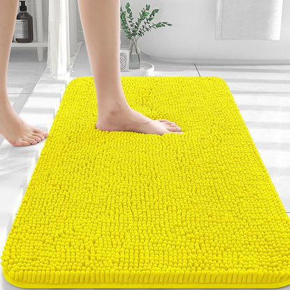 OLANLY Bathroom Rugs 30x20, Extra Soft Absorbent Chenille Bath Rugs, Rubber Backing Quick Dry, Machine Washable Bath Mats for Bathroom Floor, Tub and Shower, Home Decor Accessories, Lemon Yellow