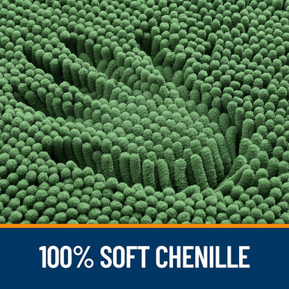 OLANLY Toilet Rugs U-Shaped 24x20, Extra Soft Absorbent Chenille Contour Bathroom Rugs for Toilet, Dry Quickly, Machine Washable, Non-Slip Bath Mat, Olive Green