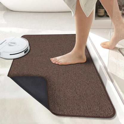 Bath Mat,Ultra Thin Bathroom Rugs,Rubber Bath Mats for Bathroom,No Slip Bath Rugs,Quick Dry,Machine Washable,Low Pile,Absorbent,Shower Outside,Sink,Home Decor Accessories.Brown,1'8"x2'8"(20x32inch)