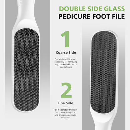 BALUCA Hard Skin Remover Nano Glass Foot File - Foot Callus Remover, Durable Foot Scrubber, Dead Skin Remover, Hygienic Pedicure Tool, Long Lasting Foot Buffer, Soft Smooth Feet, White