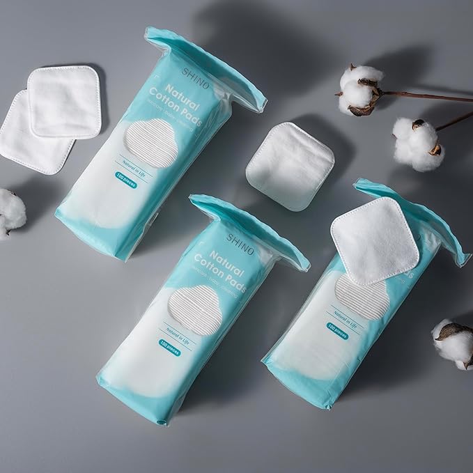 Shino natural square cotton pads,