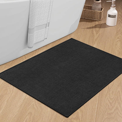 chakme Bathroom Rugs Mat 36x25, Ultra Thin Non Slip Bath Mat Large Quick Dry Absorbent Bath Mat for Bathroom Floor, (Black, 36"x25")