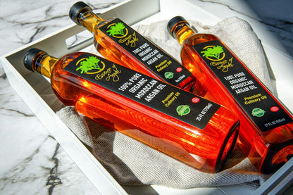 Essence of Argan Organic Moroccan Argan Oil for Cooking, Vegan Eco-Certified USDA-Approved Natural Argan Oil, Great Culinary Oil and Keto Dressing Rich in Nutrients, 25 Ounces