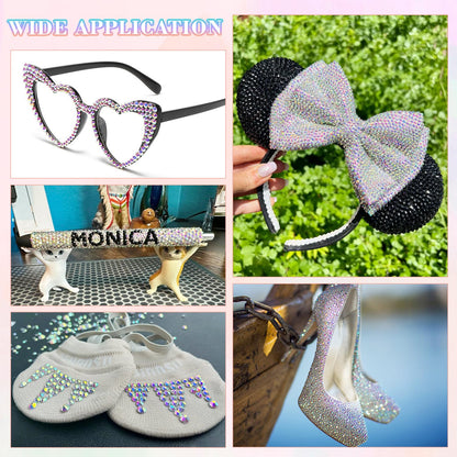 30000Pcs Resin Rhinestones for Bedazzling with 3Pcs B7000 Jewelry Glue, AB Flatback Gems Rhinestones for Crafting, Clothing Tumblers Mugs Shoes Fabric Decor Nail Art