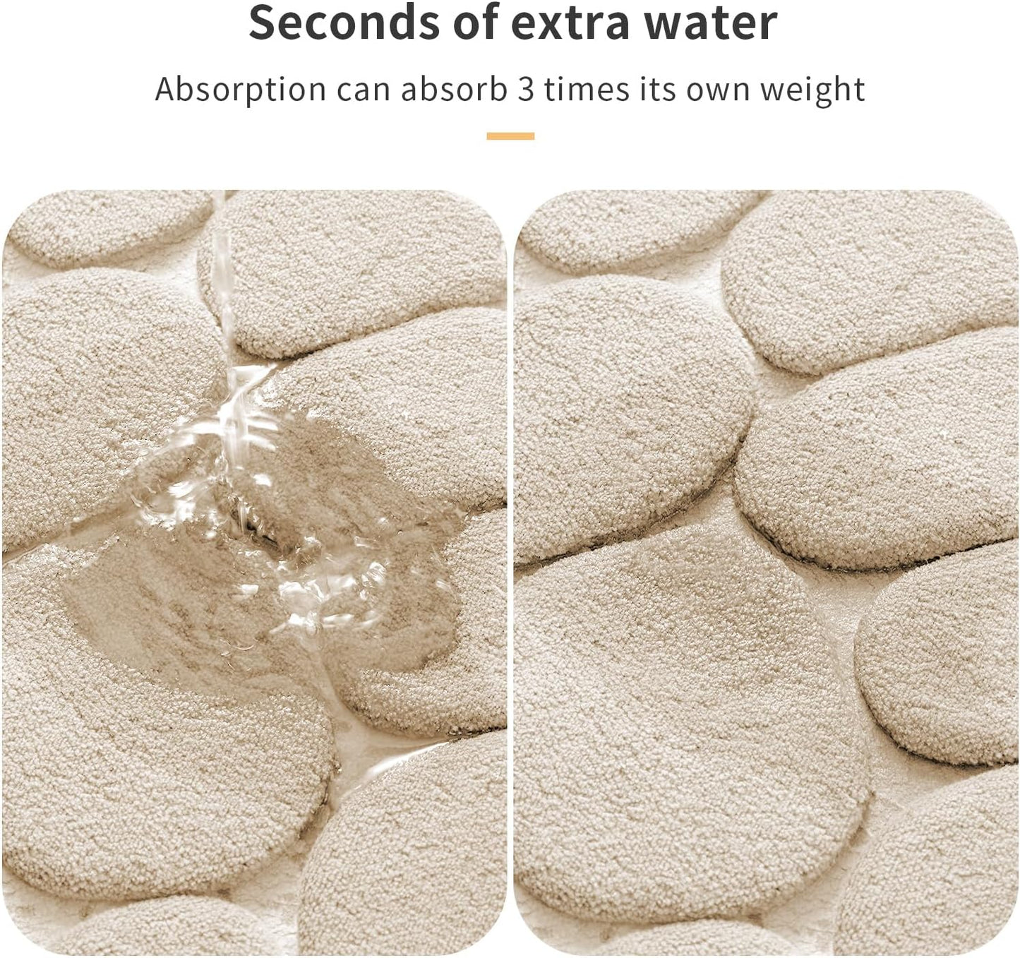 YIHOUSE Memory Foam Bath Mat Cobblestone Bathroom Rugs Super Water Absorbent Bath Mats for Bathroom Machine Washable Bath Rugs(20 x 24,Khaki)