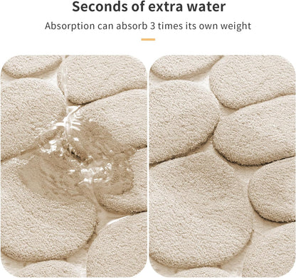 YIHOUSE Memory Foam Bath Mat Cobblestone Bathroom Rugs Super Water Absorbent Bath Mats for Bathroom Machine Washable Bath Rugs(20 x 24,Khaki)