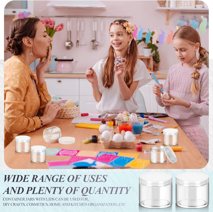 SATINIOR 36 Pieces 1 oz Plastic Jars with Lids Wide Mouth Airtight Reusable Container Acrylic Cosmetic Small Jars for Lotions Ointments Travel Toiletries Creams Make up Storage(Clear)