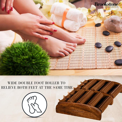 Brookstone Foot Roller Massager for Plantar Fasciitis Relief - Wooden Massage Roller for Foot Health - Stimulate Reflexes & Relieve Stress - Ideal Gift for Mom, Dad, Elderly