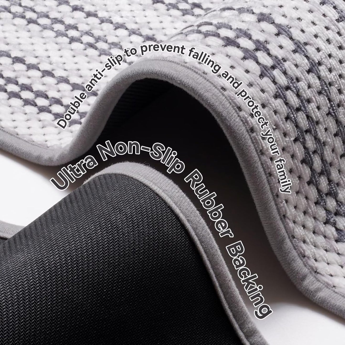 Soft Chenille Bath Mat Super Absorbent Bathroom Mat Quick Dry- Rubber Backed Bath Mats for Bathroom Floor Non Slip-Machine Washable Bathroom Rugs Front of Bathtub,Shower Room Grey 16x24