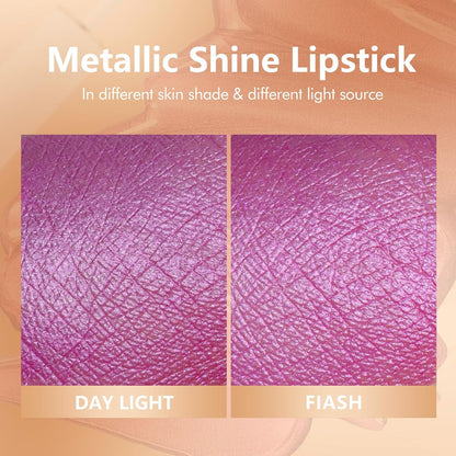 MAKI YIKA Purple Lipstick for Women Metallic Lipsticks Glitter Long Lasting Lipstick No Smudge No Transfer Liquid Pink Lip Gloss (BR07 Promise Me)