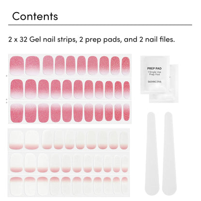 Dashing Diva Gloss Nail Strips Bundle - The Classic Ombre Collection - Smitten at Sundown & Mini Skirt - UV Free, Chip Resistant, Long Lasting Gel Stickers - Contains 2 Sets