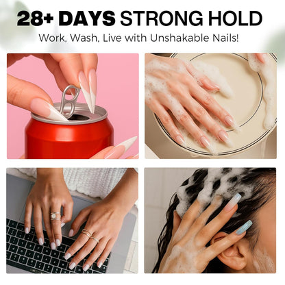 40ml Super Strong Nail Glue Soft Solid Gel Nail Glue for Press Ons Acrylic Nails, Mess Free, Lamp Curing Needed, Durable & Long-Lasting