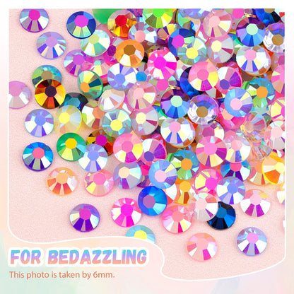 6600Pcs Resin Jelly Rhinestones with Tweezers for Crafting, Multi Colors 5mm Non Hotfix Flatback Gems, Bedazzling Crystal for DIY Crafts Clothing Tumblers Mugs Shoes Decor Nail Art