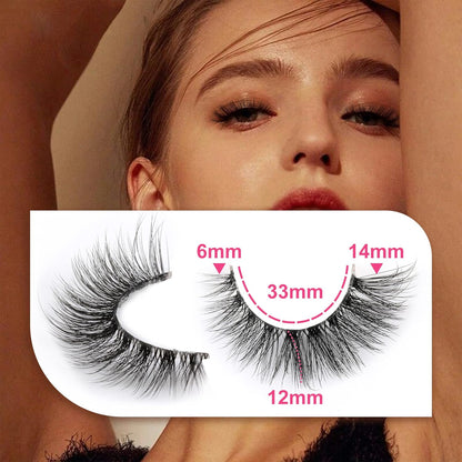 JIMIRE Lashes with Clear Band Demi-Wispies Fluffy Faux Mink Eyelashes Wispy Cat-Eye False Eyelashes Natural Look 7 Pairs Pack