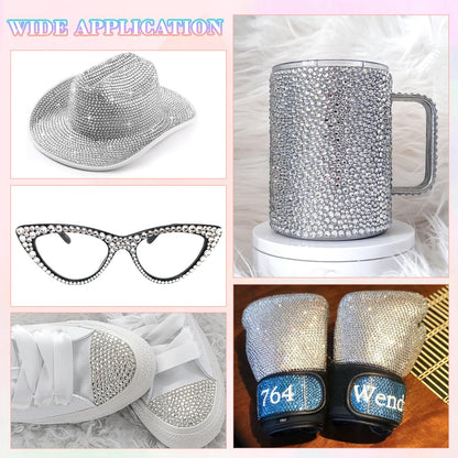30000Pcs Resin Silver Clear Rhinestones for Bedazzling Crafting with b7000 Jewelry Glue, Bulk Flatback Gems Bedazzler Kit for Crafts Clothes Shoes Fabric Nail Diamond Art, Assorted Size 2/3/4/5/6mm