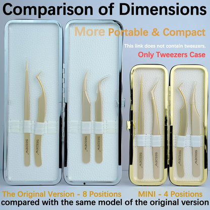 Lash Tweezers Organizer, Small Portable 4 Positions Soft PU Leather Rounded Corners, Eyelash Extension Tweezers Bag, Individual Storage Case Box for Tweezers, Slender Small Tools(White), White