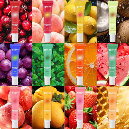 Dmsky Lip Gloss Bulk 12 Pack, Hydrating Squeeze Clear Lip Gloss Set with Shea Butter, Moisturizing High Shine Glossy Lip Oil for Dry Chapped Lips-12 Flavors