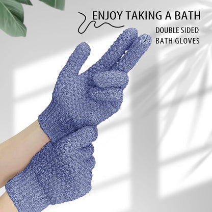 Evridwear Exfoliating Glove for Shower Man and Women, Dual Texture Bath Body Scrub Gloves Dead Skin Cell Remover for Massage (3 Pairs Heavy)