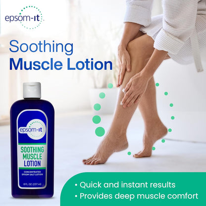 Epsom-It Soothing Muscle Lotion - Epsom Salt Magnesium Sulfate Cream Arnica for Muscle Stiffness, Topical Magnesium Lotion, Providing Comfort for Legs, Knee and Feet, 8.0 oz., 4-Pack