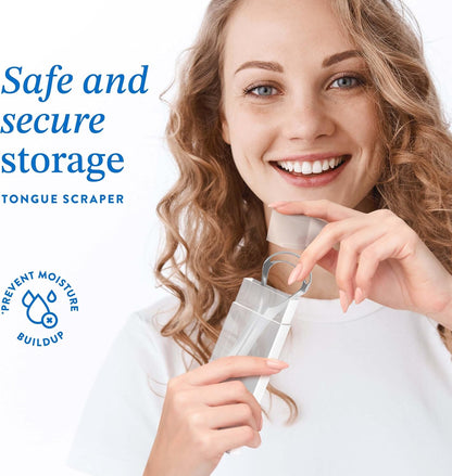 Mouthology Tongue Scraper Travel Case (2 Pack) Plastic Tongue Scraper Holder for Adults, Compact & Hygienic Cover for Metal Tongue Scrapers, Travel Necessities for Oral Hygiene, Durable Plastic