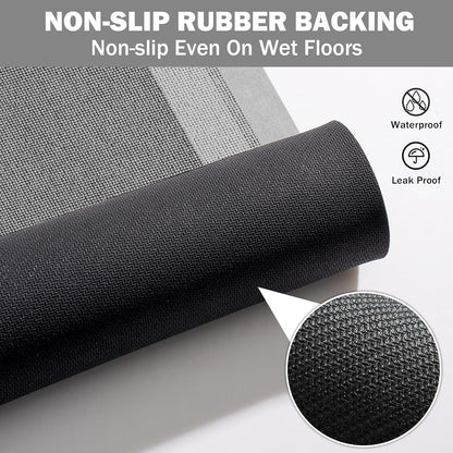 Non Slip Bath Mat, Rubber Backing Ultra Thin Bathroom Rugs Fit Under Door Quick Dry Super Absorbent Washable Bath Rug Shower Mat for Bathroom Floor Bathtub Shower Sink, Easy Care Gray 16"x 24"
