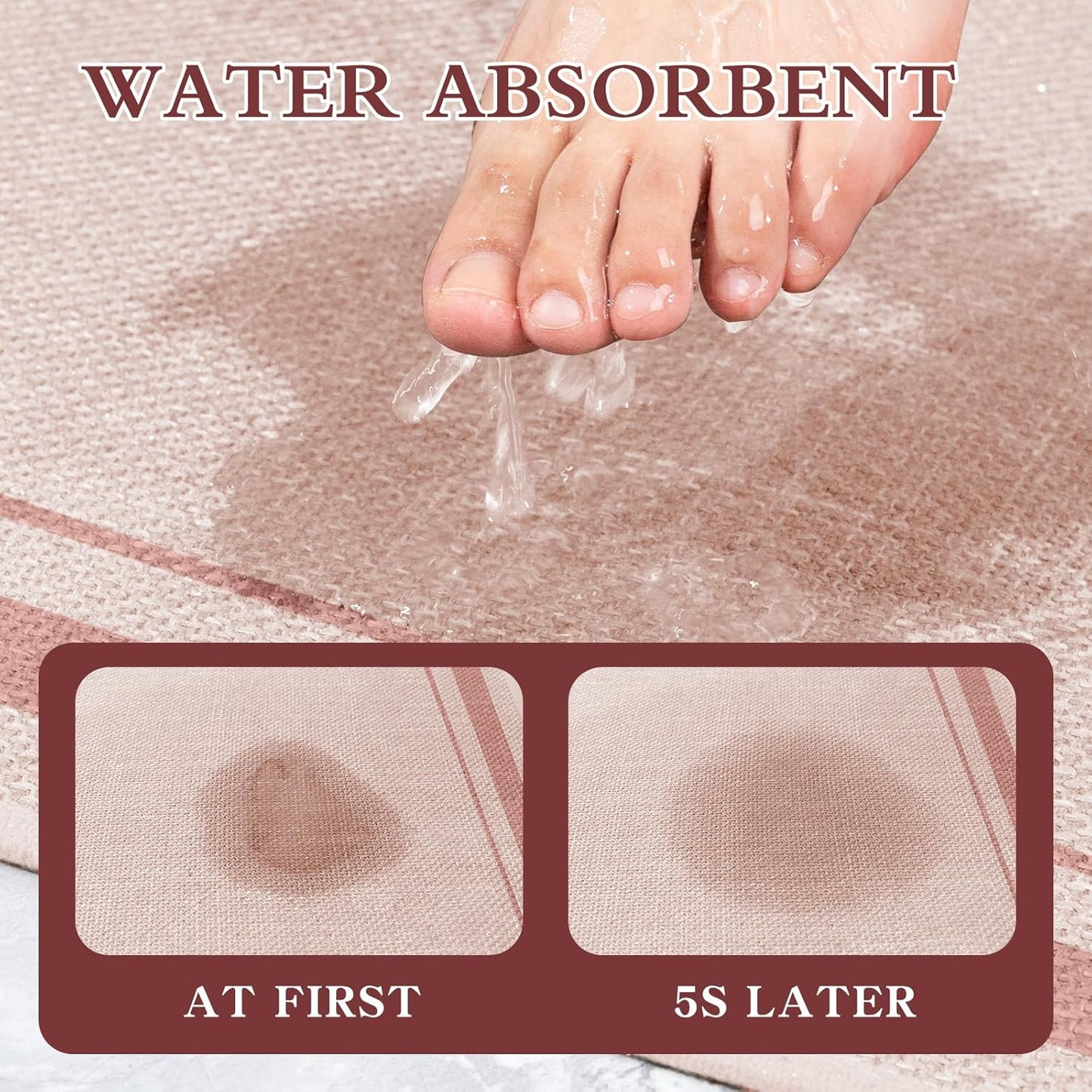 chakme Bathroom Rugs Mat 32x17, Ultra Thin Non Slip Bath Mat Quick Dry Absorbent Bath Mat for Bathroom Floor, (Light Pink, 32"x17")