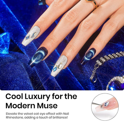 Beetles Cat Eye Gel Nail Polish Set - 6 Colors Glitter Burgundy Red Silver Blue Purple Green Gold Magnetic Cat Eye Gel Polish Holographic Effect Velvet Nail Art Salon DIY Home Gift for Women