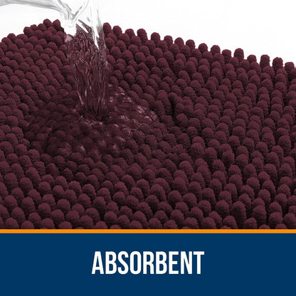 OLANLY Bathroom Rugs 44x24, Extra Soft Absorbent Chenille Bath Rugs, Rubber Backing Quick Dry, Machine Washable Bath Mats for Bathroom Floor, Tub and Shower, Home Decor Accessories, Black Cherry