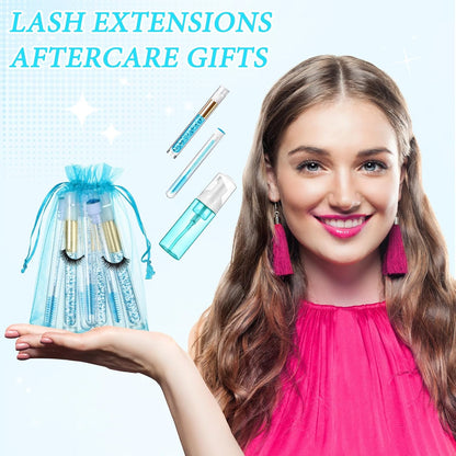 Zhehao 80 Pcs Lash Shampoo Bottle Brushes Kit 20 Foam Pump Dispensers 20 Lash Shampoo Brushes 20 Eyelash Aftercare Bag 20 Cleaning Pipes, Eyelash Extension Supplies(Blue)