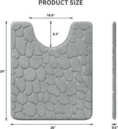 YIHOUSE Memory Foam Bath Mat Cobblestone Bathroom Rugs Super Water Absorbent Bath Mats for Bathroom Machine Washable Bath Rugs(20 x 24,Light Gray)