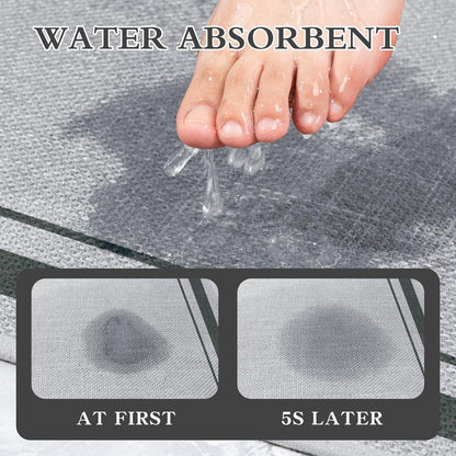 chakme Bathroom Rugs Mat 32x17, Ultra Thin Non Slip Bath Mat Quick Dry Absorbent Bath Mat for Bathroom, (Light Grey, 32"x17")